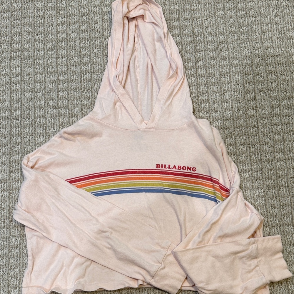 Billabong Light Pink Crop Top with Rainbow Accents